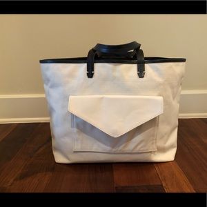 Clare V.  rustic white canvas beach tote
